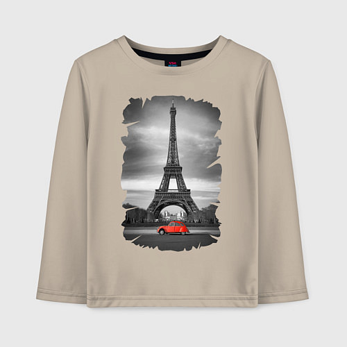 Детский лонгслив Эйфелева башня / Миндальный – фото 1