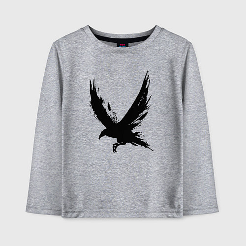 Детский лонгслив Черный ворон / Меланж – фото 1