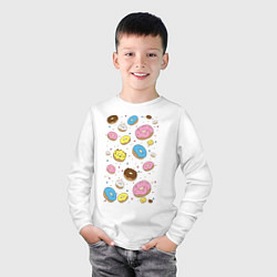 Лонгслив хлопковый детский Пончики, цвет: белый — фото 2