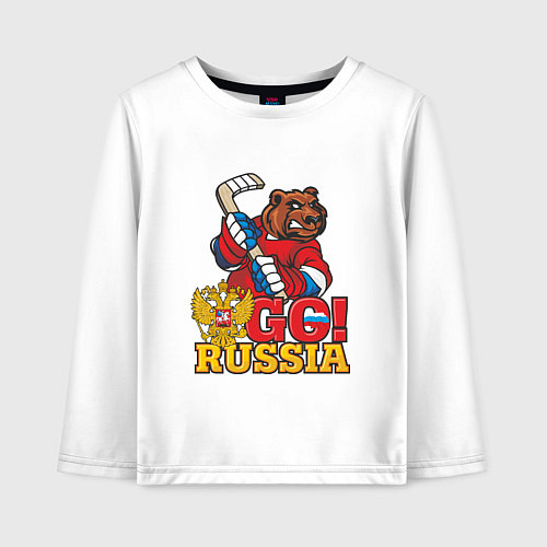 Детский лонгслив Hockey: Go Russia / Белый – фото 1