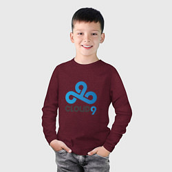 Лонгслив хлопковый детский Cloud9, цвет: меланж-бордовый — фото 2