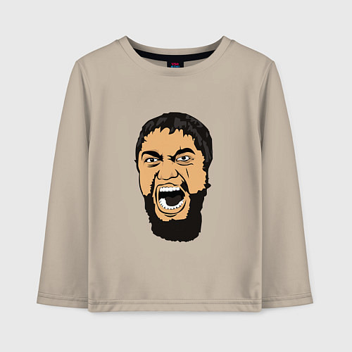 Детский лонгслив Леонид - this is Sparta meme / Миндальный – фото 1