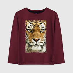 Лонгслив хлопковый детский Tiger Face: retro style, цвет: меланж-бордовый