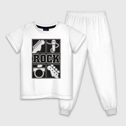 Пижама хлопковая детская Rock Elements, цвет: белый