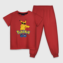 Пижама хлопковая детская Pokemon GO, цвет: красный