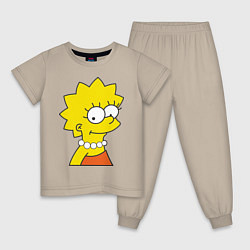 Пижама хлопковая детская Lisa Simpson, цвет: миндальный