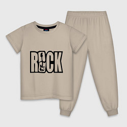 Пижама хлопковая детская Rock Logo, цвет: миндальный