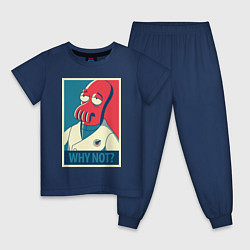Пижама хлопковая детская Zoidberg: Why not?, цвет: тёмно-синий