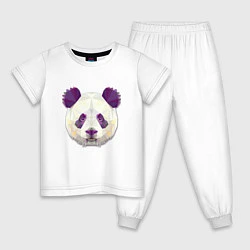 Пижама хлопковая детская Полигональная панда, цвет: белый