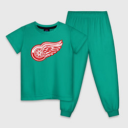 Пижама хлопковая детская Detroit Red Wings, цвет: зеленый