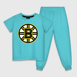 Пижама хлопковая детская Boston Bruins, цвет: бирюзовый