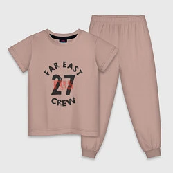 Пижама хлопковая детская Far East 27 Crew, цвет: пыльно-розовый