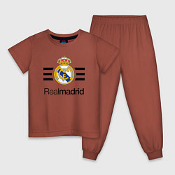 Пижама хлопковая детская Real Madrid Lines, цвет: кирпичный