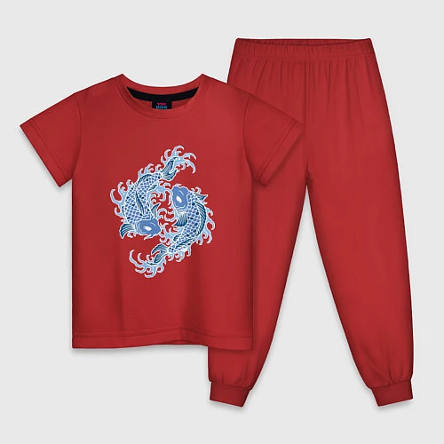 Детская пижама Японские карпы Кои / Красный – фото 1