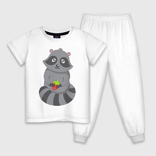 Детская пижама Енотик с клубникой / Белый – фото 1