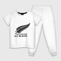 Пижама хлопковая детская New Zeland: All blacks, цвет: белый