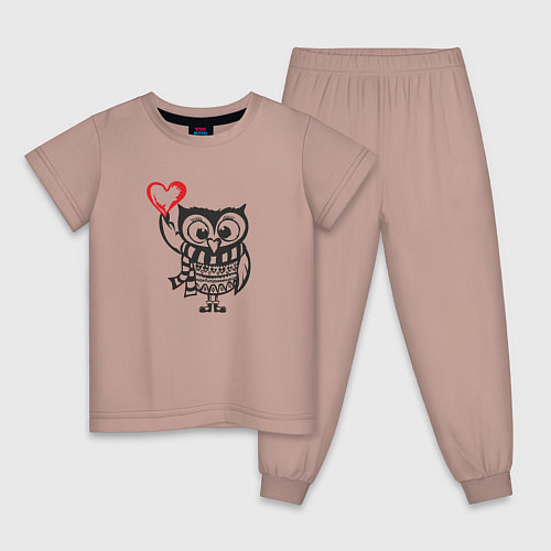 Детская пижама Сова с сердцем / Пыльно-розовый – фото 1