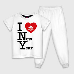 Пижама хлопковая детская I love New Year, цвет: белый
