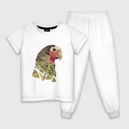 Детская пижама Полигональный попугай / Белый – фото 1