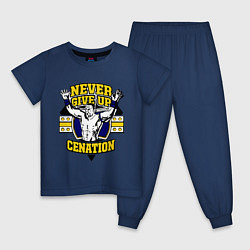 Пижама хлопковая детская Never Give Up: Cenation, цвет: тёмно-синий