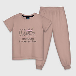 Пижама хлопковая детская Королевы рождаются в декабре, цвет: пыльно-розовый