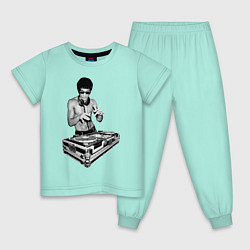 Пижама хлопковая детская Брюс Ли Dj, цвет: мятный