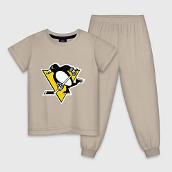 Пижама хлопковая детская Pittsburgh Penguins, цвет: миндальный