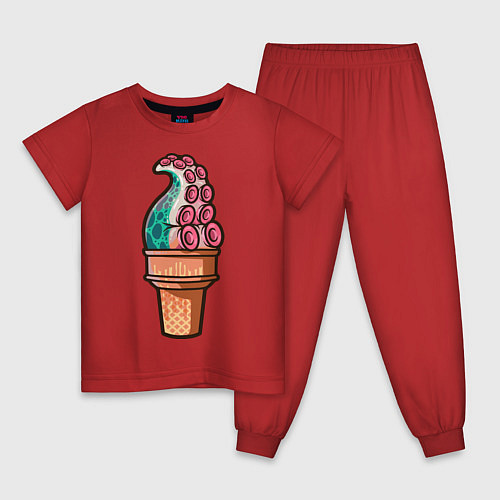 Детская пижама Мороженое-осьминог / Красный – фото 1