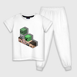Пижама хлопковая детская Minecraft Cube's, цвет: белый