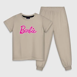 Пижама хлопковая детская Барби 3, цвет: миндальный
