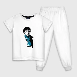 Пижама хлопковая детская Шерлок Холмс, цвет: белый