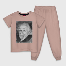 Пижама хлопковая детская Энштейн дурачится, цвет: пыльно-розовый