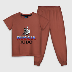 Пижама хлопковая детская Russia judo, цвет: кирпичный