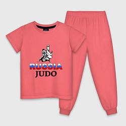 Пижама хлопковая детская Russia judo, цвет: коралловый