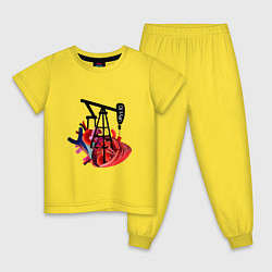 Пижама хлопковая детская Сердце нефтяника, цвет: желтый