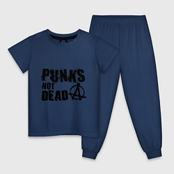 Пижама хлопковая детская Punks not dead, цвет: тёмно-синий