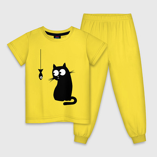 Детская пижама Кот и рыба / Желтый – фото 1