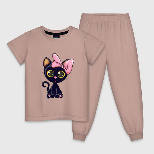 Детская пижама Милая киса / Пыльно-розовый – фото 1
