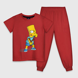 Пижама хлопковая детская Bart Bully, цвет: красный