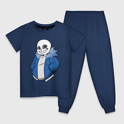 Пижама хлопковая детская Sans, цвет: тёмно-синий