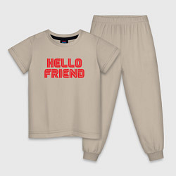 Пижама хлопковая детская Hello Friend, цвет: миндальный