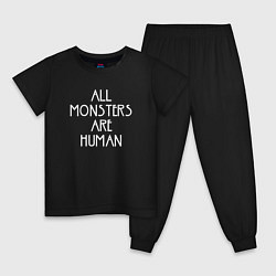 Пижама хлопковая детская All Monsters Are Human, цвет: черный
