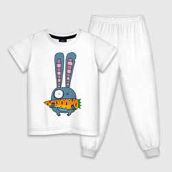 Пижама хлопковая детская Заяц с морковкой, цвет: белый