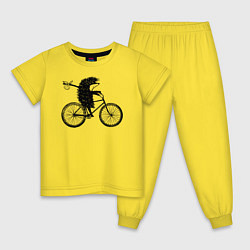 Пижама хлопковая детская Ежик на велосипеде, цвет: желтый