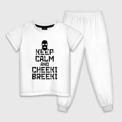 Пижама хлопковая детская Keep Calm & Cheeki Breeki, цвет: белый