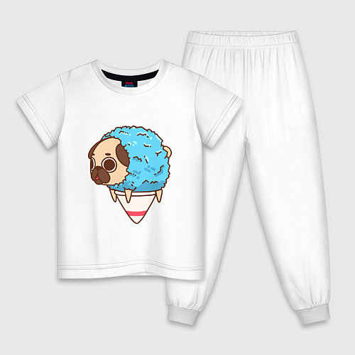 Детская пижама Мопс-мороженое / Белый – фото 1