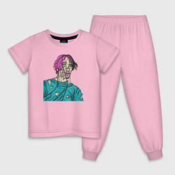 Пижама хлопковая детская Lil Peep: Zombie Face, цвет: светло-розовый