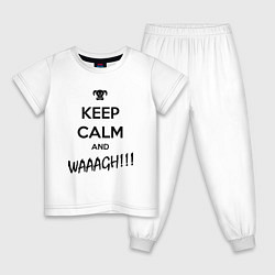 Пижама хлопковая детская Keep Calm & WAAAGH, цвет: белый