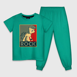 Пижама хлопковая детская Rock Pony, цвет: зеленый