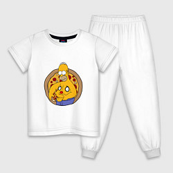 Пижама хлопковая детская Гомер и пицца, цвет: белый
